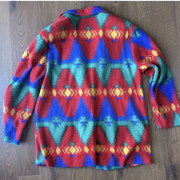 David Wayne Vintage Fleece Southwest Print Two Button Jacket Women's Large - Picture 10 of 11
